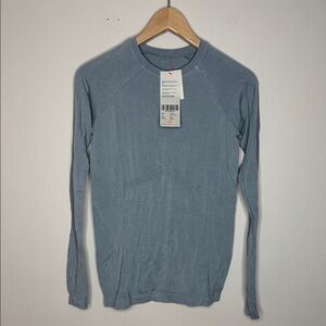 NEW Sweaty Betty Blue Glisten Bamboo Long Sleeve Tee